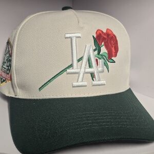 LA Embroidered Cap with Rose Design